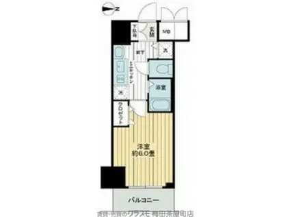 プレサンス心斎橋ラヴィ(1K/10階)の間取り写真