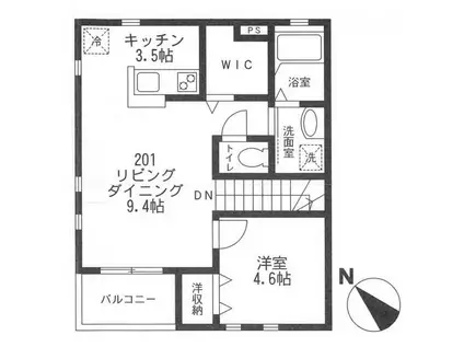 コートMK(1LDK/2階)の間取り写真
