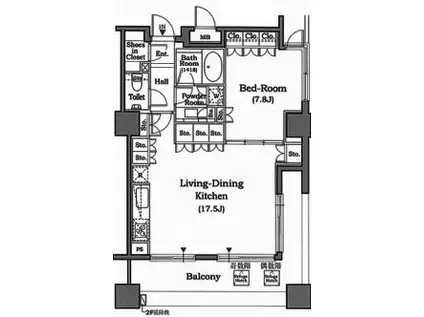 ホライズンプレイス赤坂(1LDK/13階)の間取り写真