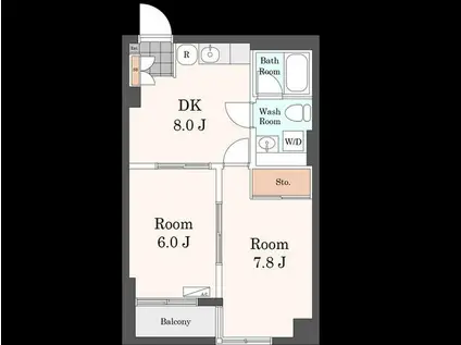 ノアール(2DK/2階)の間取り写真