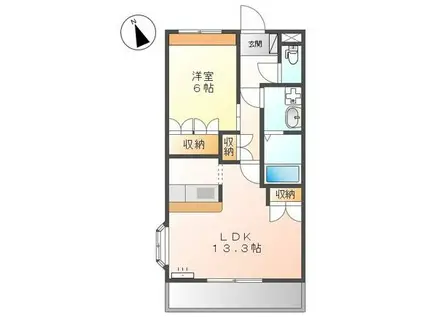 アクロポリスIII(1LDK/2階)の間取り写真