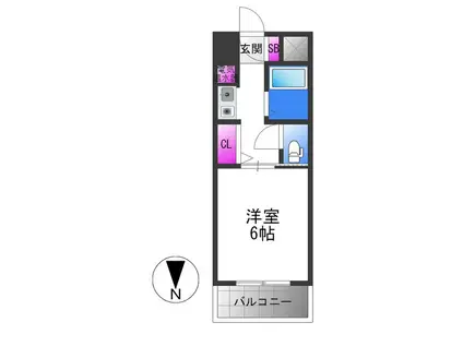 カルムII(1K/2階)の間取り写真