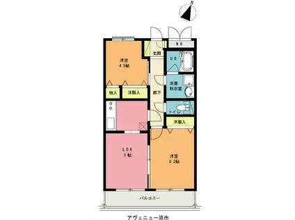 アヴェニュー原市(2LDK/2階)の間取り写真
