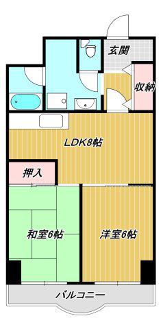 グリーンプラザマンション(2LDK/4階)の間取り写真