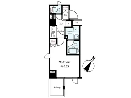 AXAS品川レジデンス(1K/2階)の間取り写真