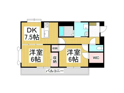 スカイコートF(2DK/1階)の間取り写真