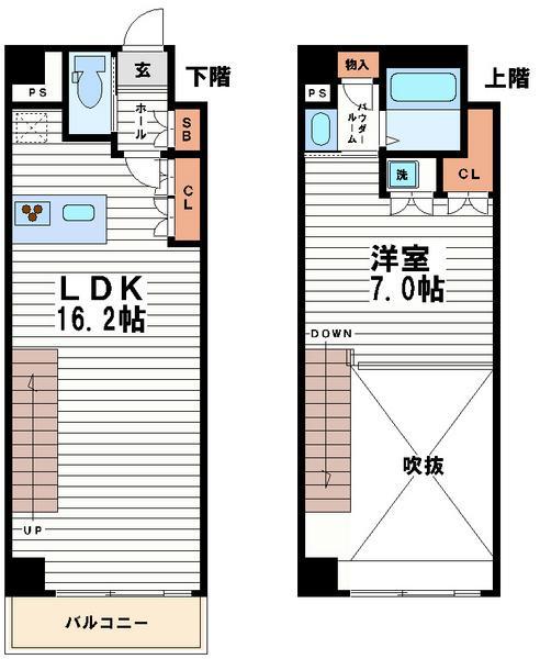 KDXレジデンス本町橋(1LDK/5階)の間取り写真