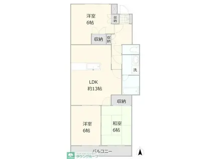 サンライズ中瀬(3LDK/3階)の間取り写真