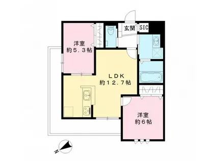 フィカーサ柏の葉(2LDK/3階)の間取り写真
