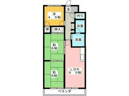 石照マンション花池(3LDK/2階)の間取り写真