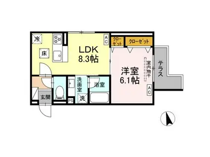 セレスティア栗原II(1LDK/1階)の間取り写真