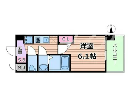 ALIVIS放出(1K/2階)の間取り写真