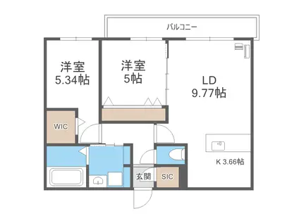 ビッグレジデンス環状通東(2LDK/4階)の間取り写真