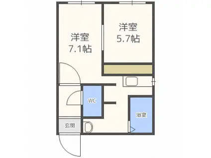 パトラス白石(1LDK/3階)の間取り写真