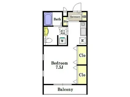 テール・カンパーニュ(ワンルーム/1階)の間取り写真