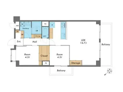 コート上池台(2LDK/5階)の間取り写真
