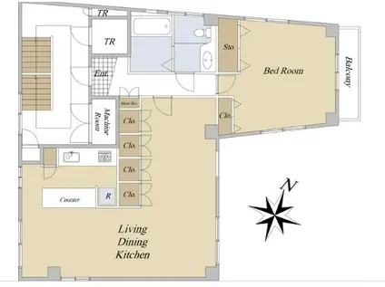 大村ビル(1LDK/4階)の間取り写真