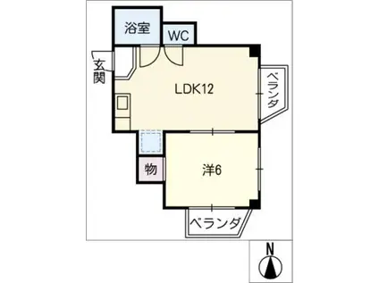 レジデンス港栄(1LDK/3階)の間取り写真