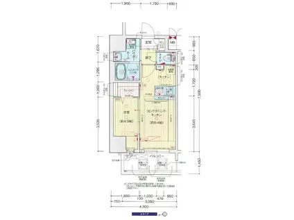 プレサンスOSAKA東中本エシデル(1LDK/7階)の間取り写真