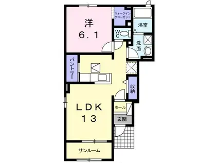 サニーヴィラ B(1LDK/1階)の間取り写真