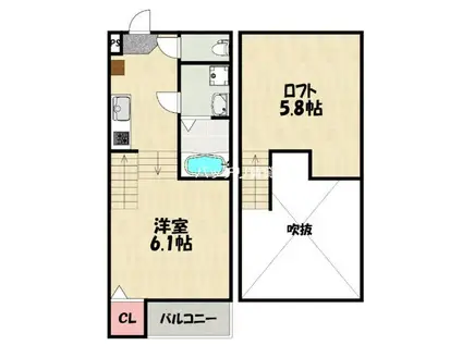 ハーモニーテラス三苫(1K/1階)の間取り写真