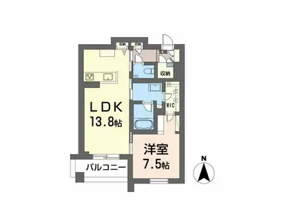 シャーメゾン上中野(1LDK/2階)の間取り写真
