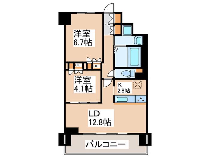 リーラ横浜川和町(2LDK/9階)の間取り写真