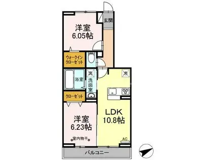 クーラクーD(2LDK/1階)の間取り写真