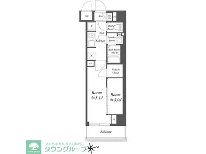 ブランシエスタ荻窪(2K/3階)の間取り写真