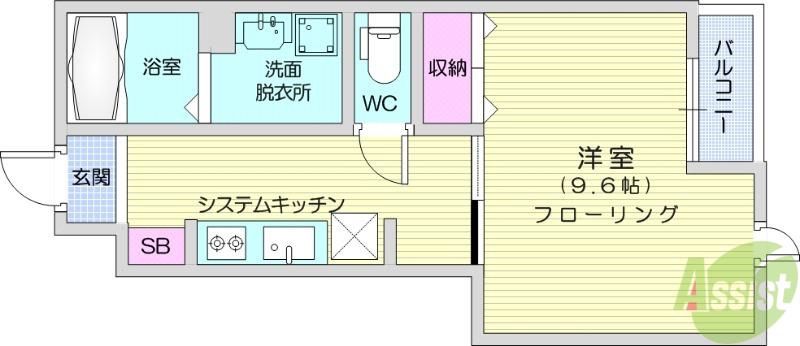 リラハイツ宮町(1K/1階)の間取り写真