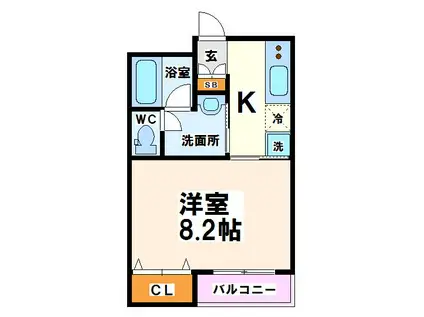 モネ府中(1K/3階)の間取り写真