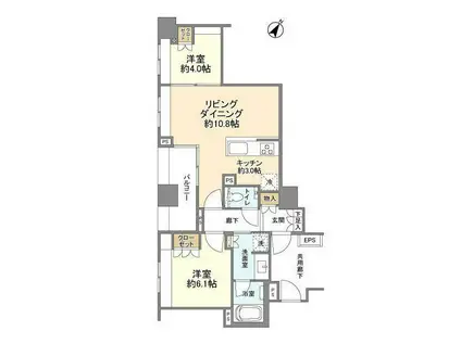 ザ・パークハウス水天宮前(2LDK/6階)の間取り写真