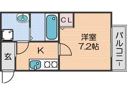クラスティーネ遠里小野(1K/3階)の間取り写真