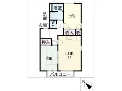 グランドメゾン依佐美B・C(2LDK/2階)の間取り写真