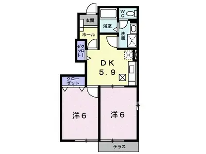 メゾンド・フローレ(2DK/1階)の間取り写真