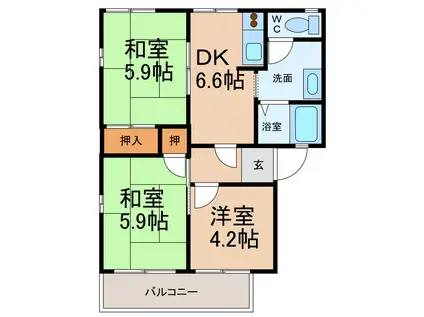 フレグランスロゼ(3DK/2階)の間取り写真