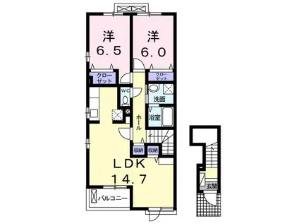 シーブリーズ ホームズ(2LDK/2階)の間取り写真