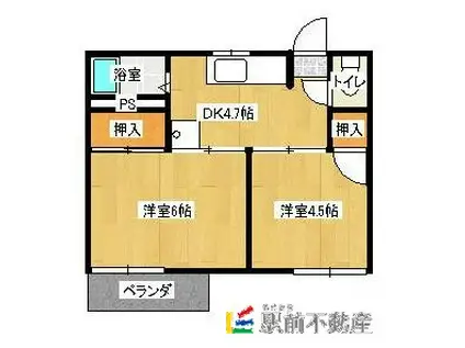 シルクコーポ(2DK/1階)の間取り写真