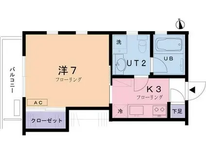 グリシーヌメゾン(1K/2階)の間取り写真
