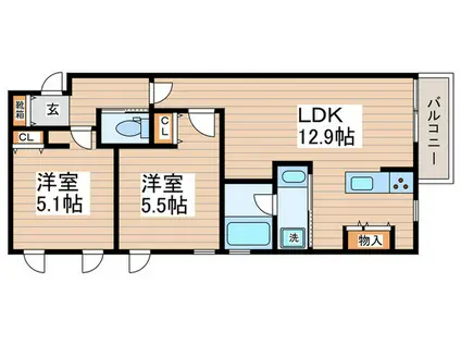 PALMIER下馬(2LDK/2階)の間取り写真