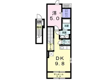 サニーガーデン(1LDK/2階)の間取り写真