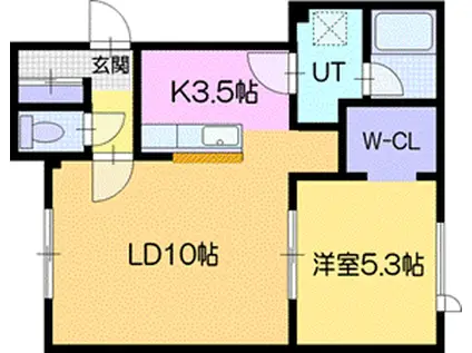フレバンス(1LDK/1階)の間取り写真
