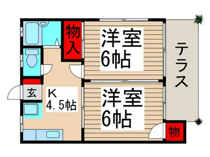 カトーガーデンハイツC棟(2K/1階)の間取り写真