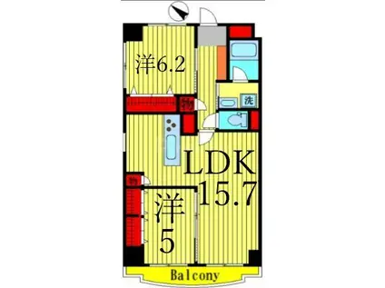 亀有パークマンション(2LDK/8階)の間取り写真