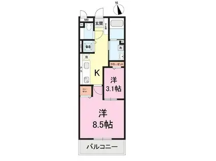 RESIDENCE HILL イースト 新光(2K/2階)の間取り写真