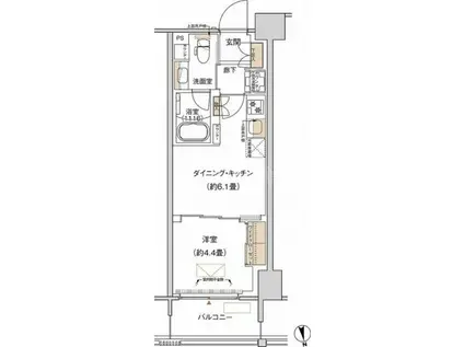 プライムネクサス大森北(1DK/5階)の間取り写真