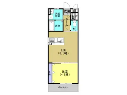 ビガーコート(1LDK/2階)の間取り写真