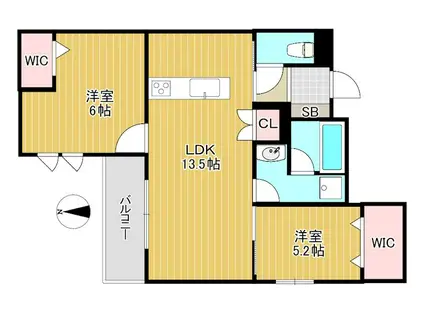 内代レジデンスノース(2LDK/4階)の間取り写真