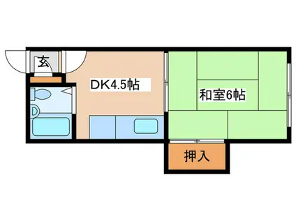 林マンション(1DK/2階)の間取り写真