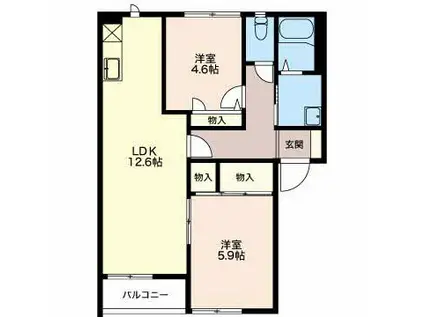 サニーフラットM B棟(2LDK/2階)の間取り写真